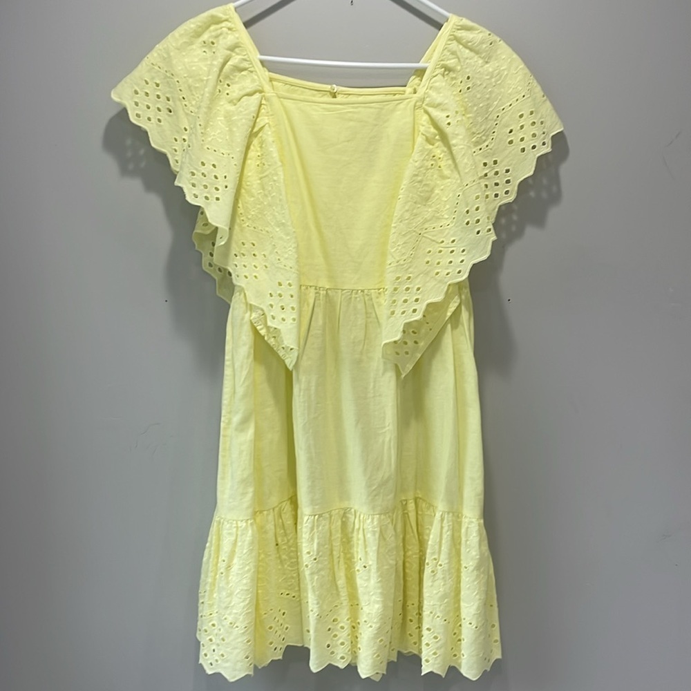 Zara girls butter yellow eyelet ruffled dress NWT